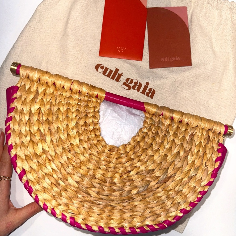 Cult Gaia Lou Woven Bamboo Clutch